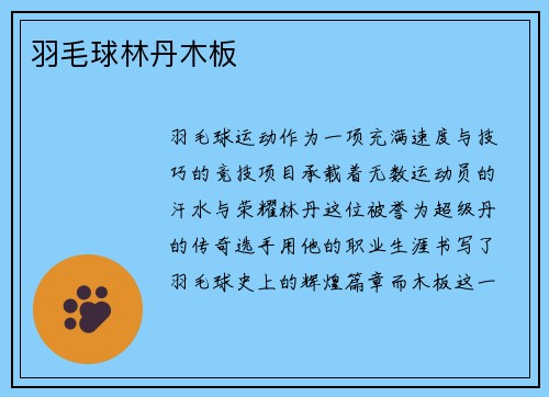 羽毛球林丹木板